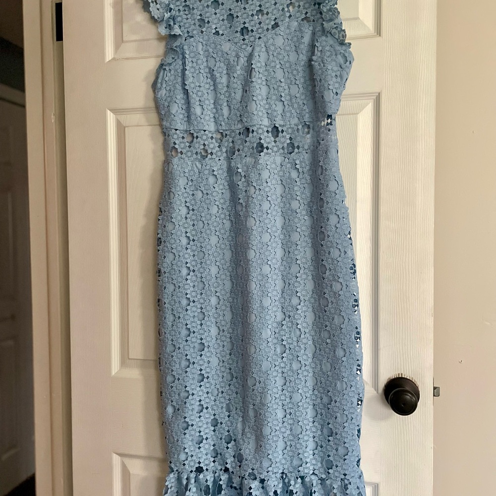 Red Dress Boutique - Elegant Blue Embroidered Dress